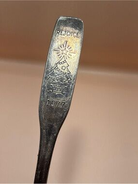 Vintage 1977 REJOICE International Collectible Spoon Engraved Christmas Tree